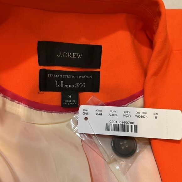 NEW J. Crew TOLLEGNO1900 women’s Italian stretch wool single button blazer size8 - Picture 8 of 12